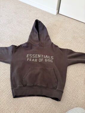 Essentials Brown Logo Pullover Hoodie